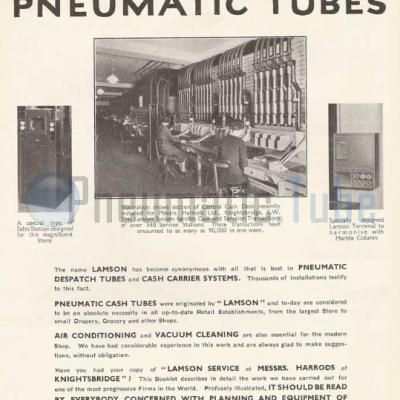 Lamson Pneumatic Tubes 1938