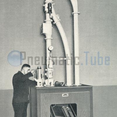 99-1 Pneumatic tube station for 100mm carriers in a newspaper office