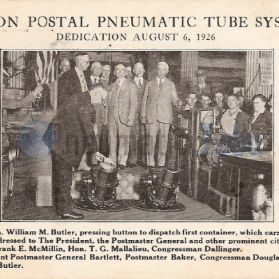The dedication of the Boston Postal Pneumatic Tube System
