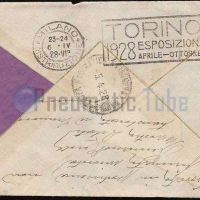 Posta Pneumatica Napoli Centro 1928-04-05 Backside envelope